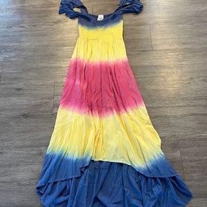 AREA Stars Layla high low pastel tie dye ombré maxi dress (S)